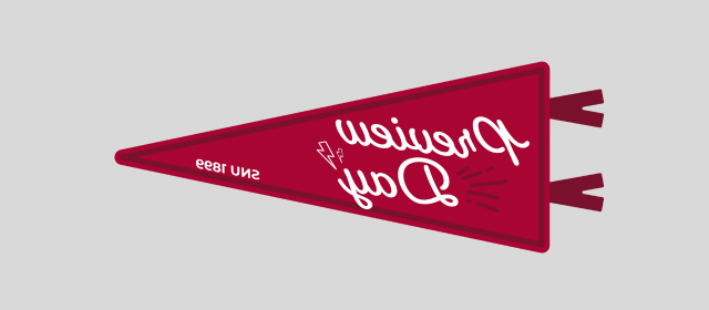 the words "preview day" on a crimson colored pennant flag